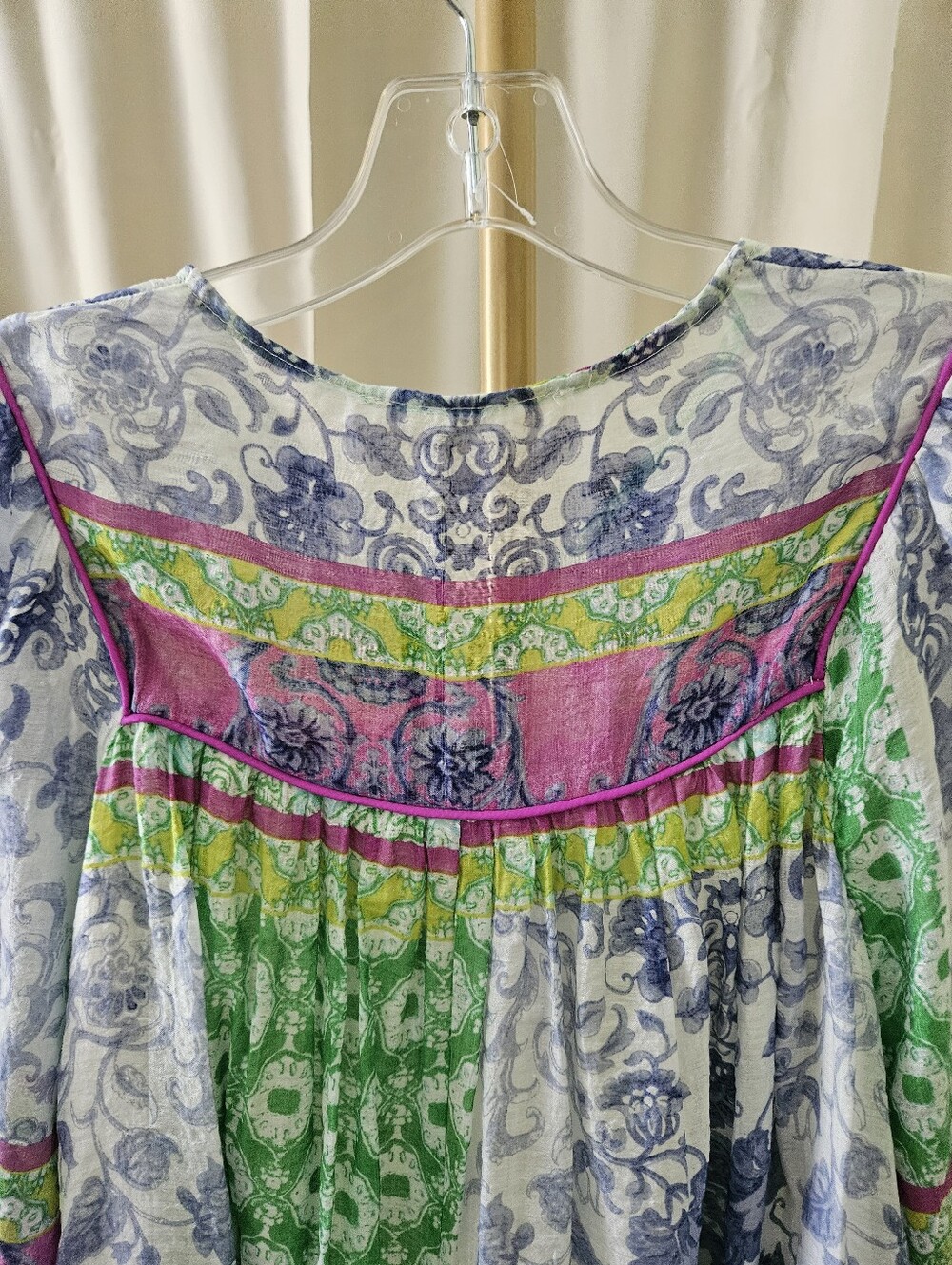 J.NNA Multi-Pattern Tunic Dress with Sheer Sleeves & Pockets | M - Picture 6 of 8